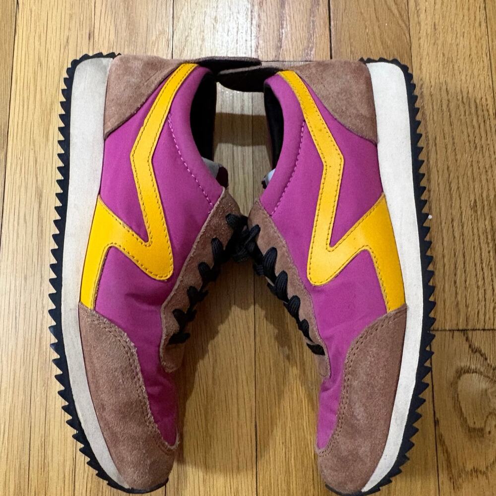 rag bone retro running shoe in brown fuchsia and yellow 37 6.5/7